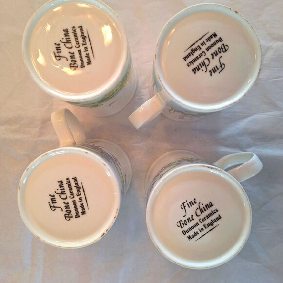 Rare Lot 4 Vintage Dunoon Bone China Lily Pond Mugs Cherry Denman Dragonfly Cup - Picture 12 of 16